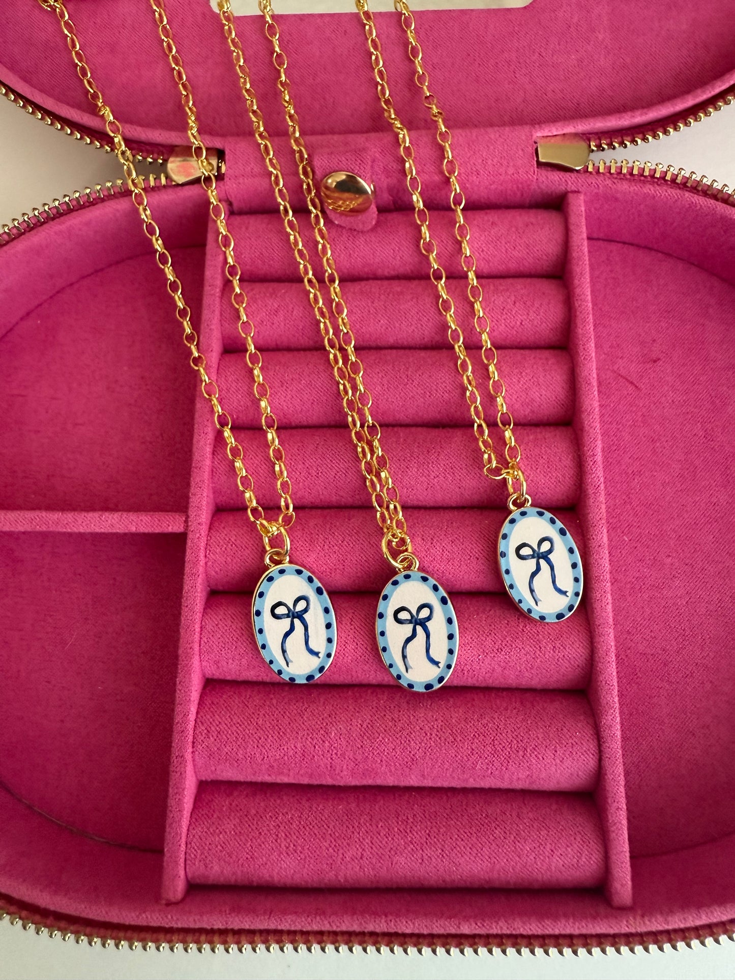 Blue Ribbon Necklace