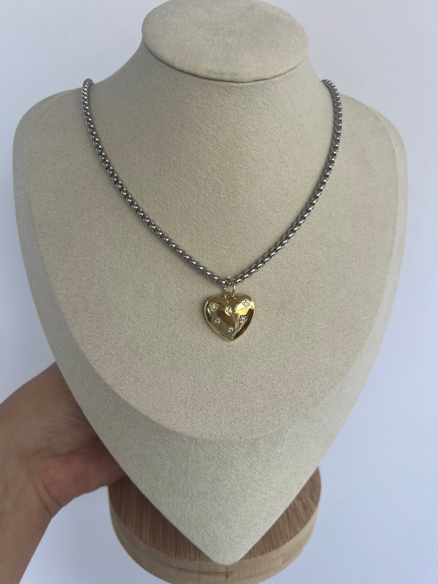 Two Tone Heart Necklace