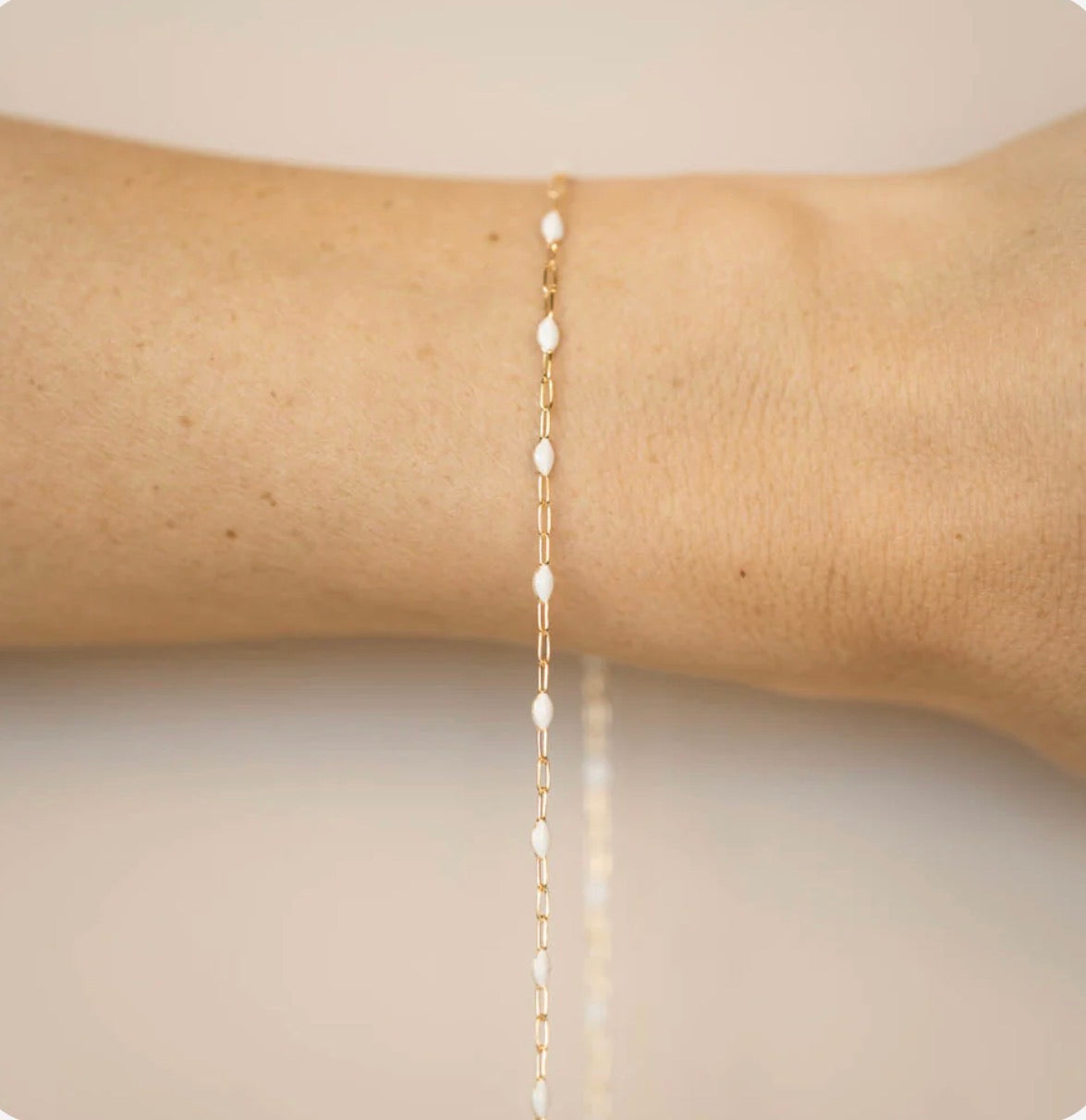 Paperclip with White Enamel Beads