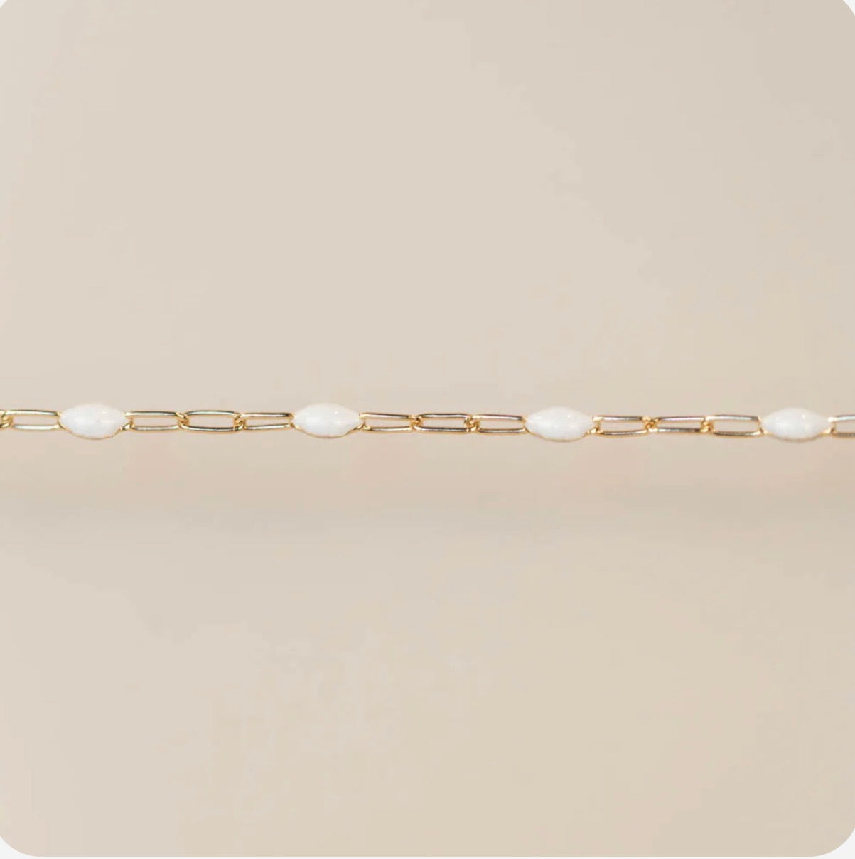 Paperclip with White Enamel Beads