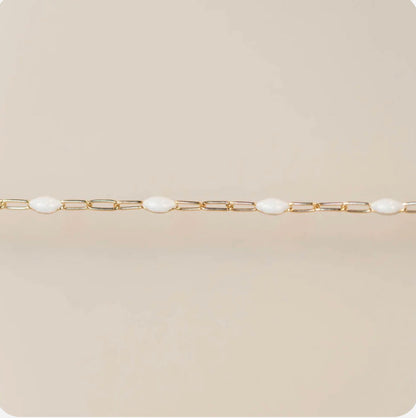 Paperclip with White Enamel Beads