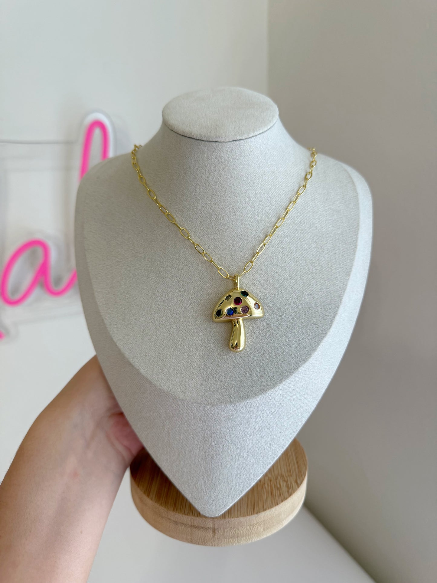 Rainbow Mushroom Necklace