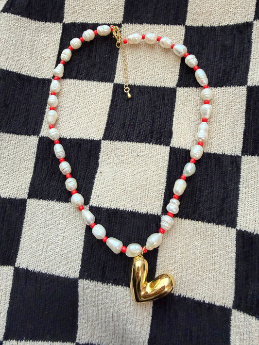 Pearls and Heart Necklace