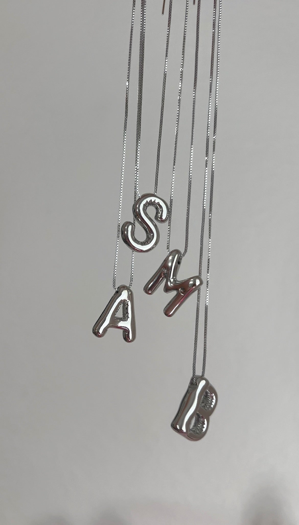 Silver Balloon Letter Necklace + Charm