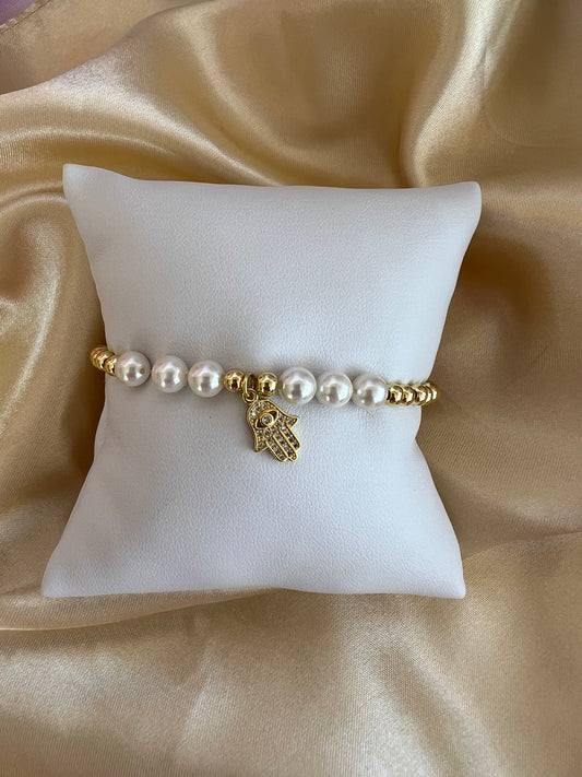 Hamsa Pearl Bracelet