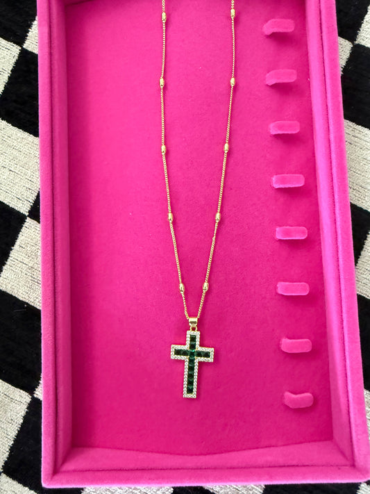 Green Cross Necklace