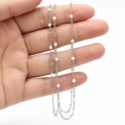 Silver Enamel in White