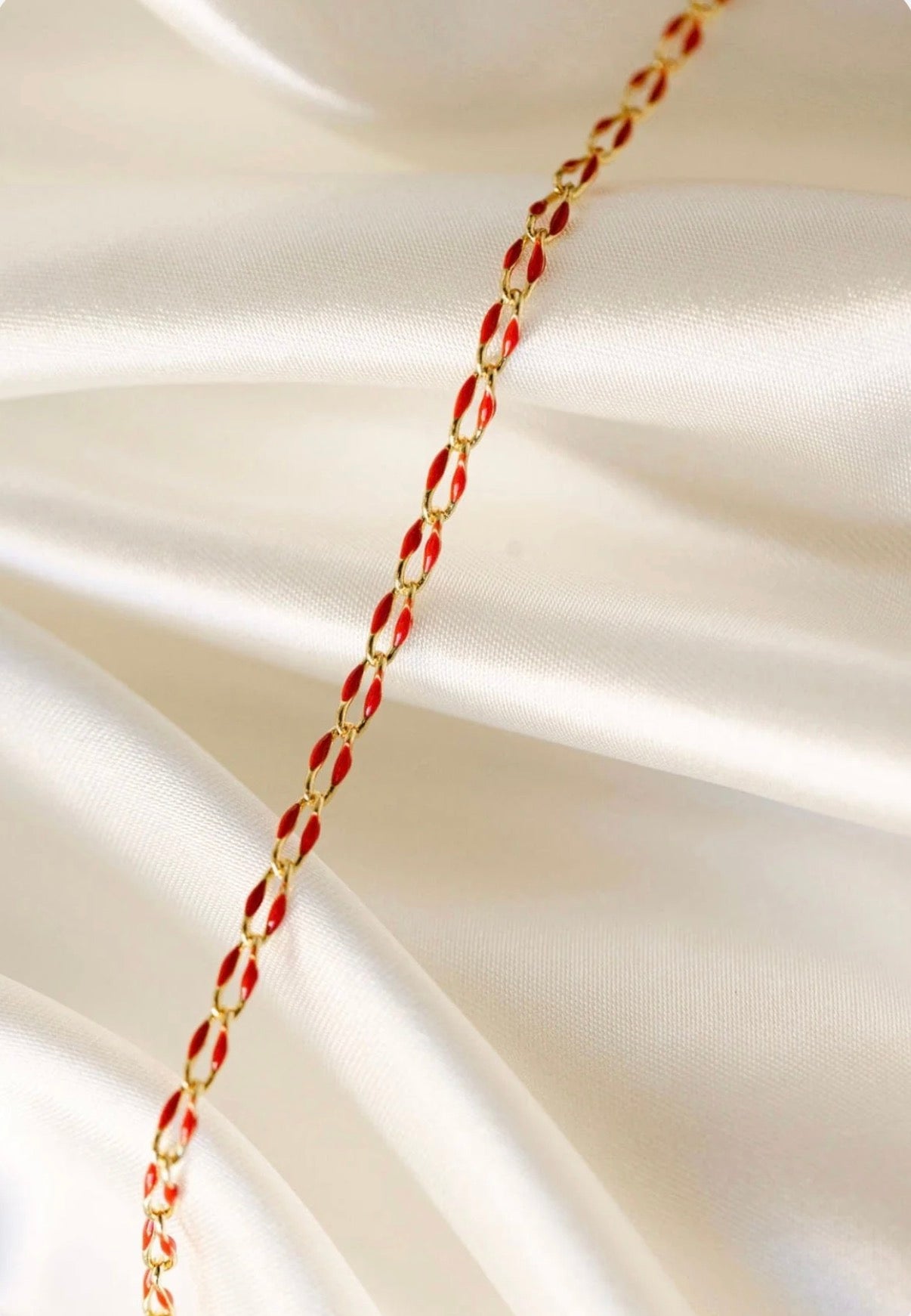 Gold Enamel Chain in Red