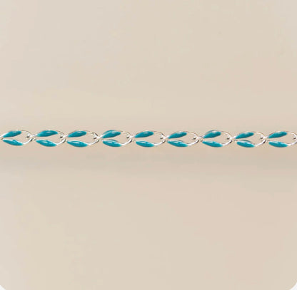Silver Enamel Chain in Blue