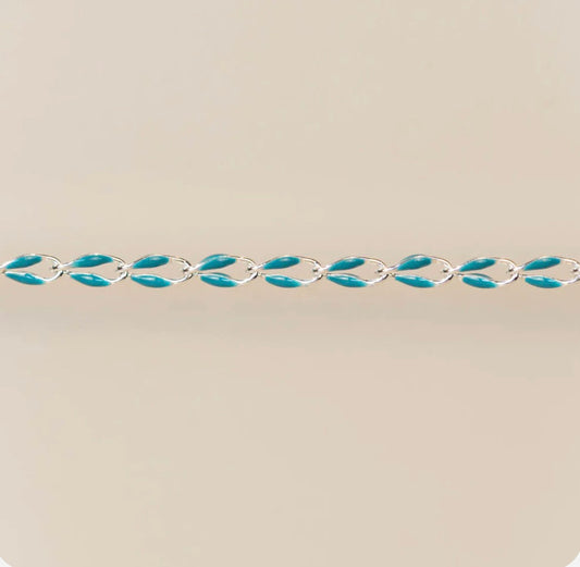 Silver Enamel Chain in Blue