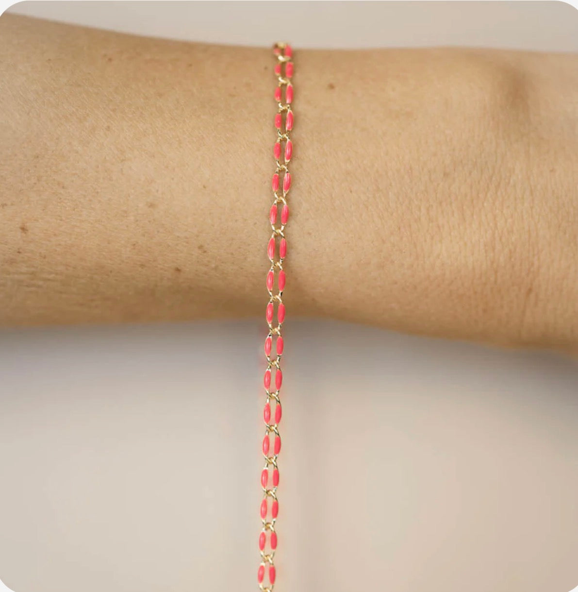 Gold Enamel Chain in Fuchsia