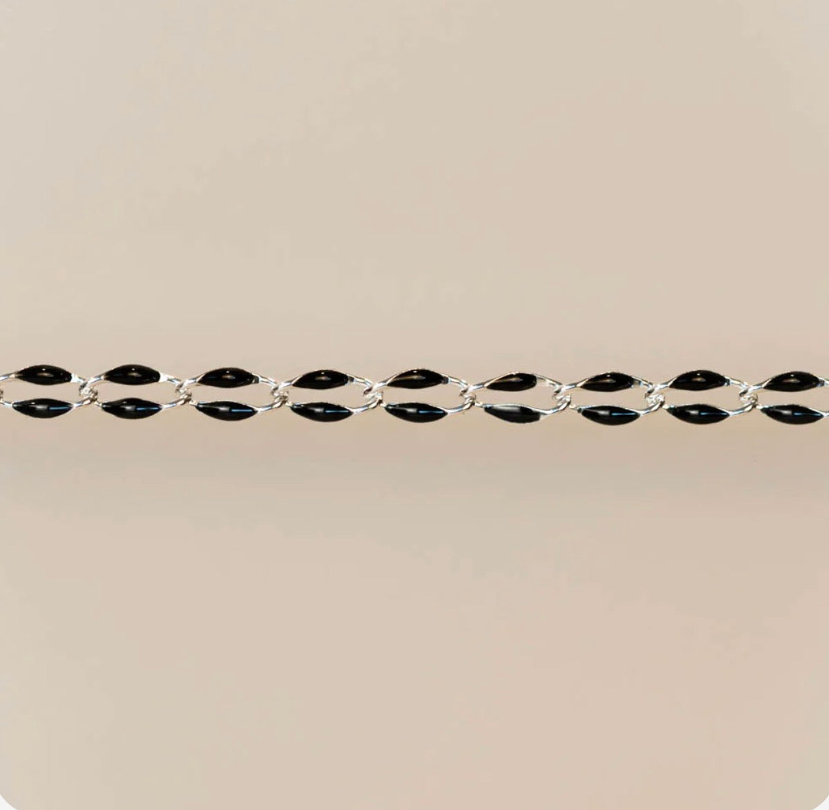 Silver Enamel Chain in Black
