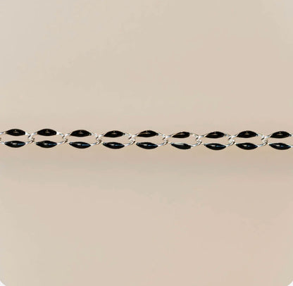 Silver Enamel Chain in Black