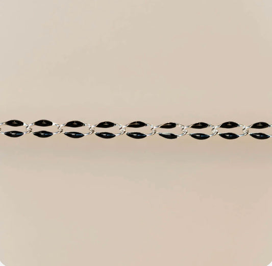 Silver Enamel Chain in Black