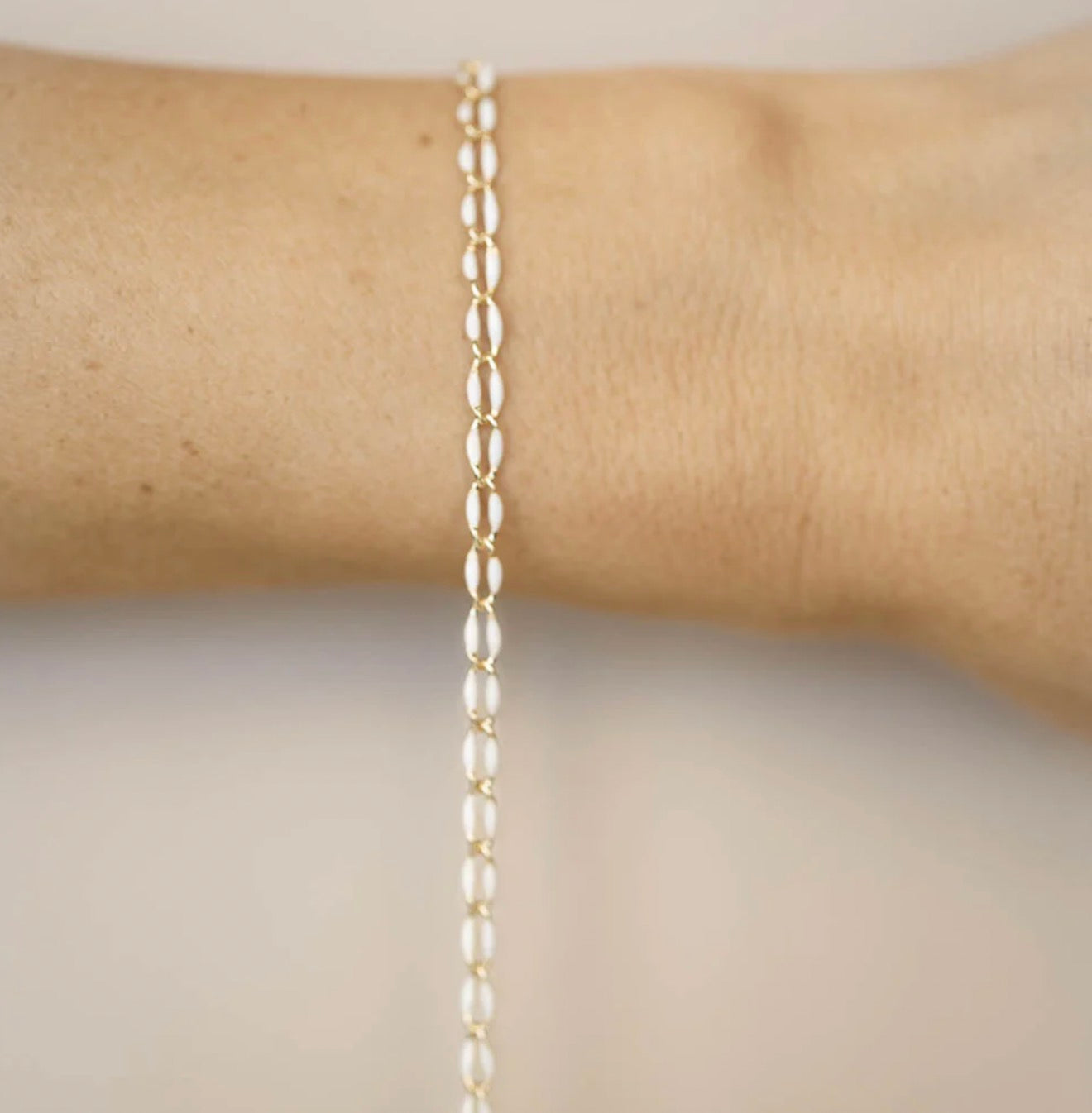 Gold Enamel Chain in White