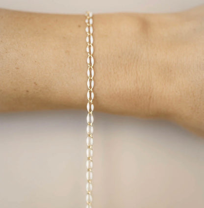 Gold Enamel Chain in White