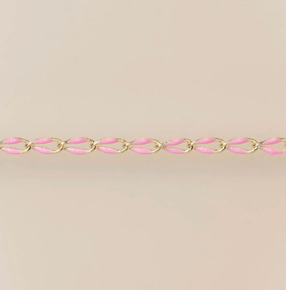 Gold Enamel Chain in Pink
