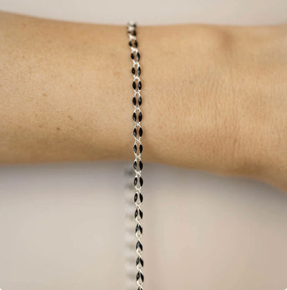 Silver Enamel Chain in Black