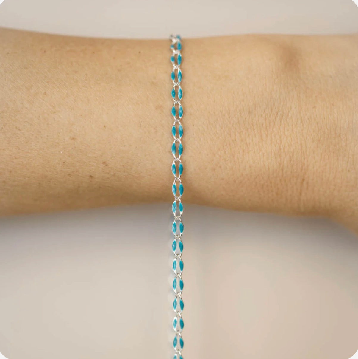 Silver Enamel Chain in Blue
