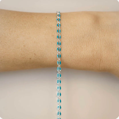 Silver Enamel Chain in Blue