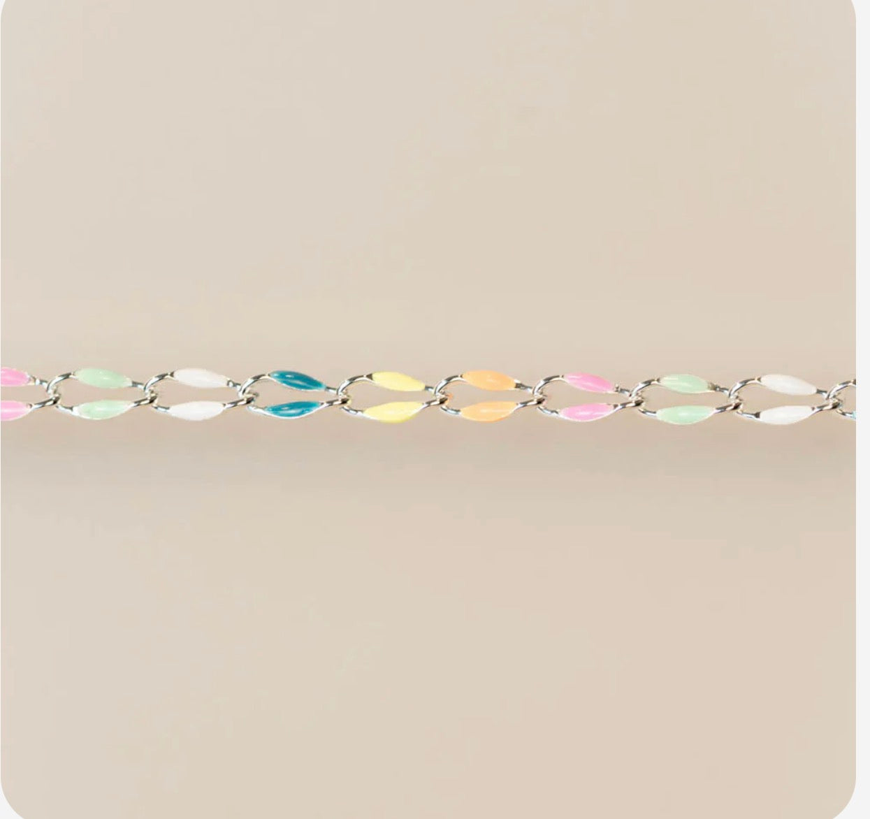 Silver Enamel Chain in Rainbow