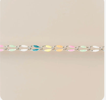 Silver Enamel Chain in Rainbow