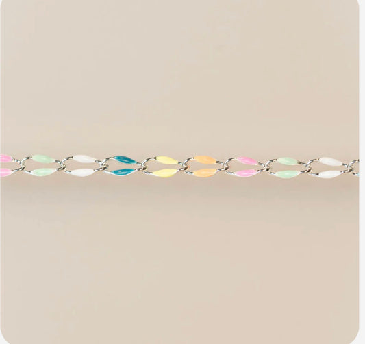Silver Enamel Chain in Rainbow