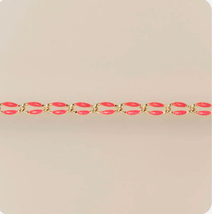 Gold Enamel Chain in Fuchsia