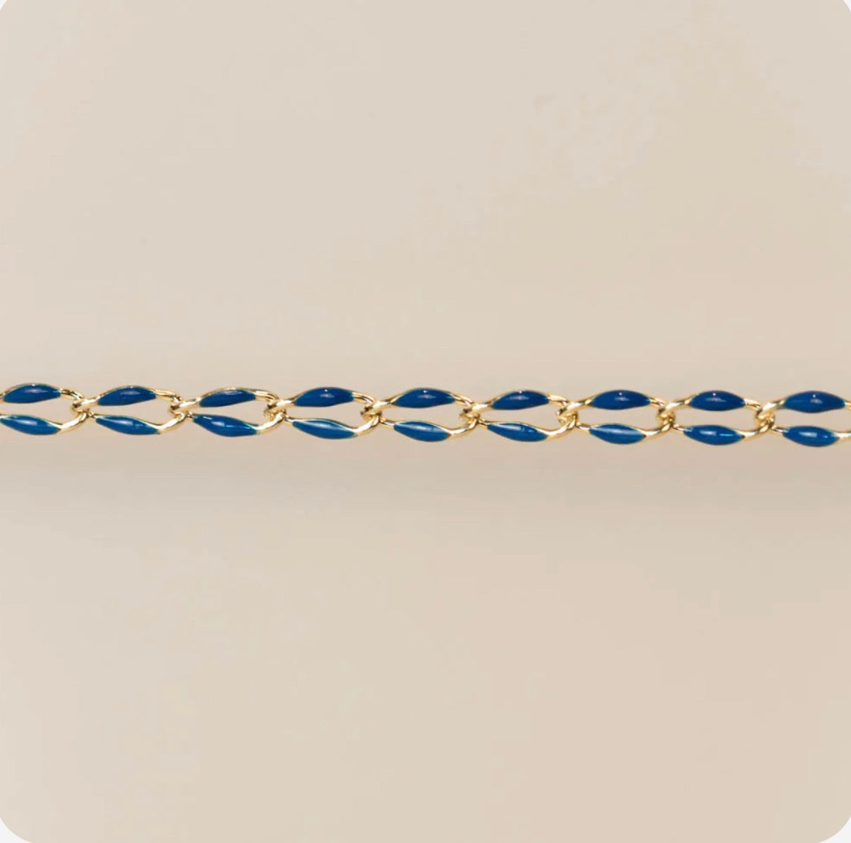 Gold Enamel Chain in Blue
