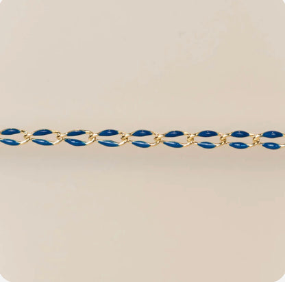 Gold Enamel Chain in Blue