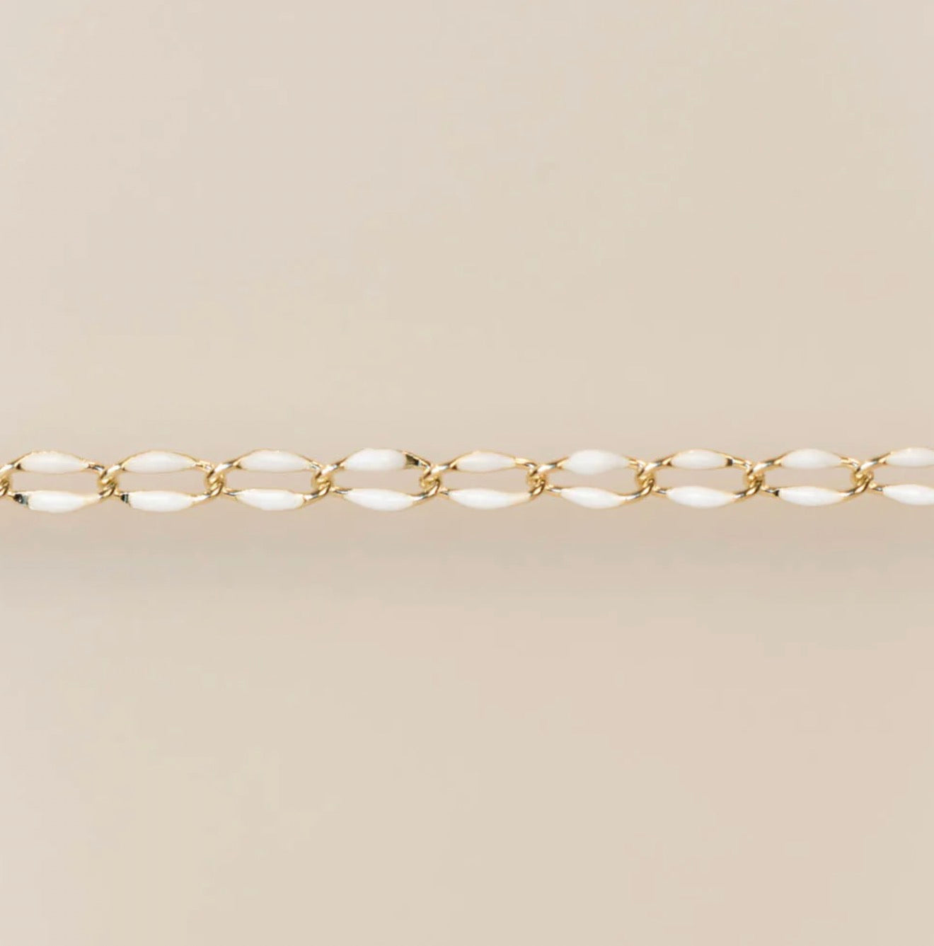 Gold Enamel Chain in White