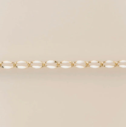 Gold Enamel Chain in White