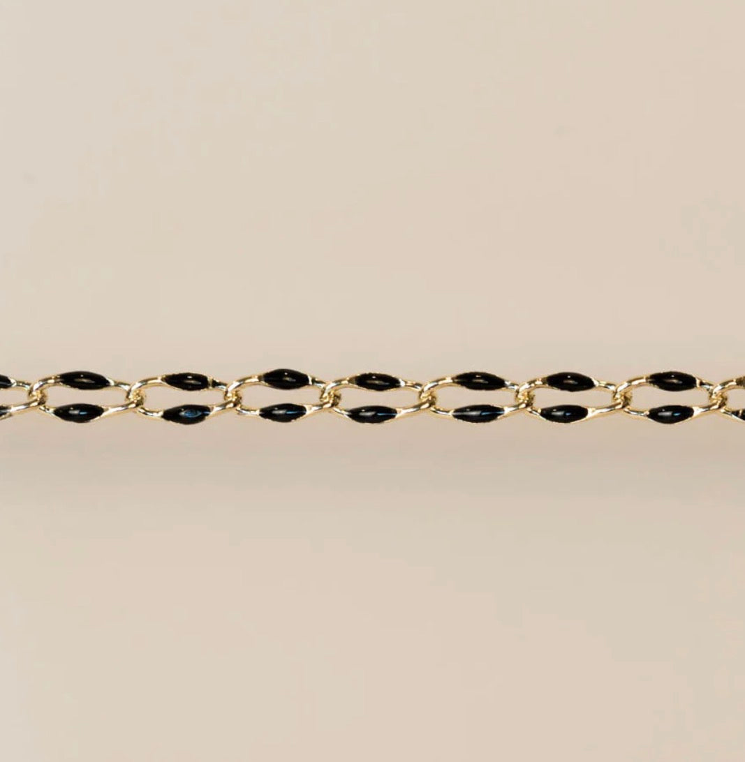 Gold Enamel Chain in Black