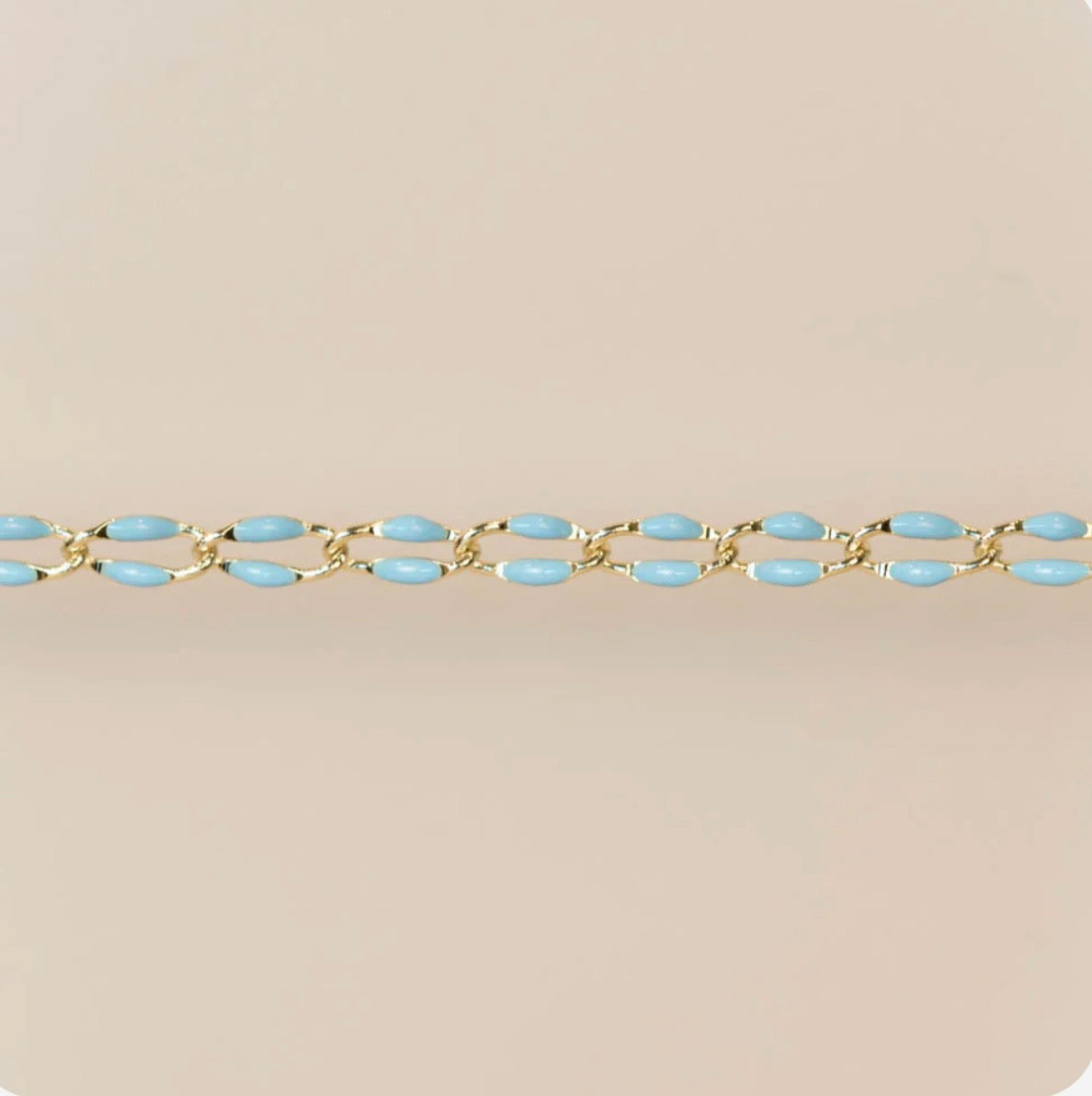 Gold Enamel Chain Baby Blue