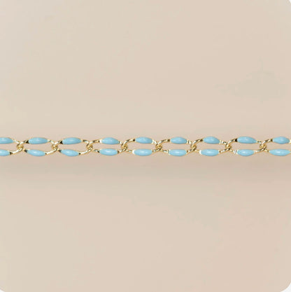 Gold Enamel Chain Baby Blue