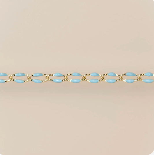 Gold Enamel Chain Baby Blue