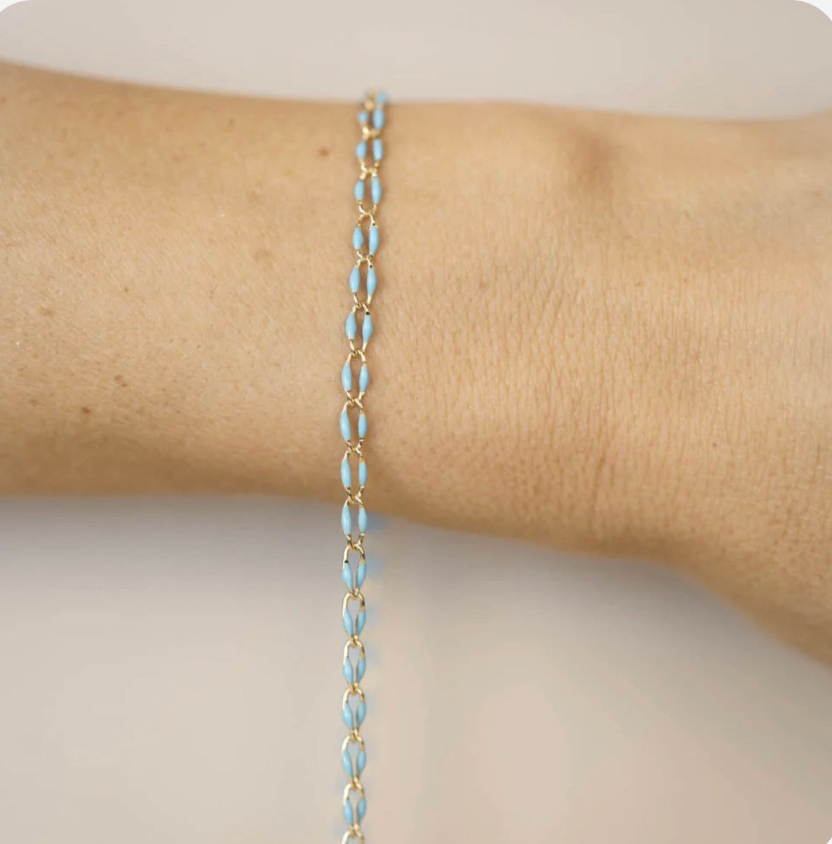 Gold Enamel Chain Baby Blue
