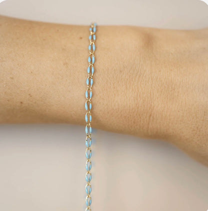 Gold Enamel Chain Baby Blue