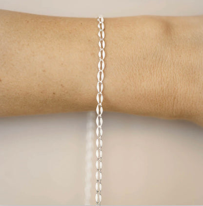 Silver Enamel Chain in White