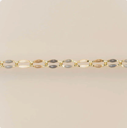Gold Enamel Chain in Latte
