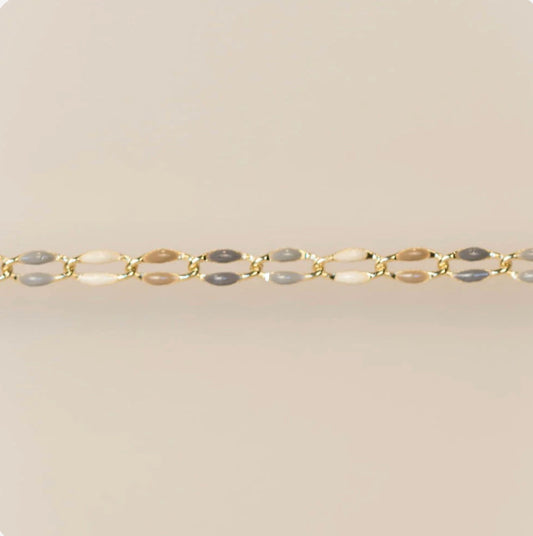 Gold Enamel Chain in Latte