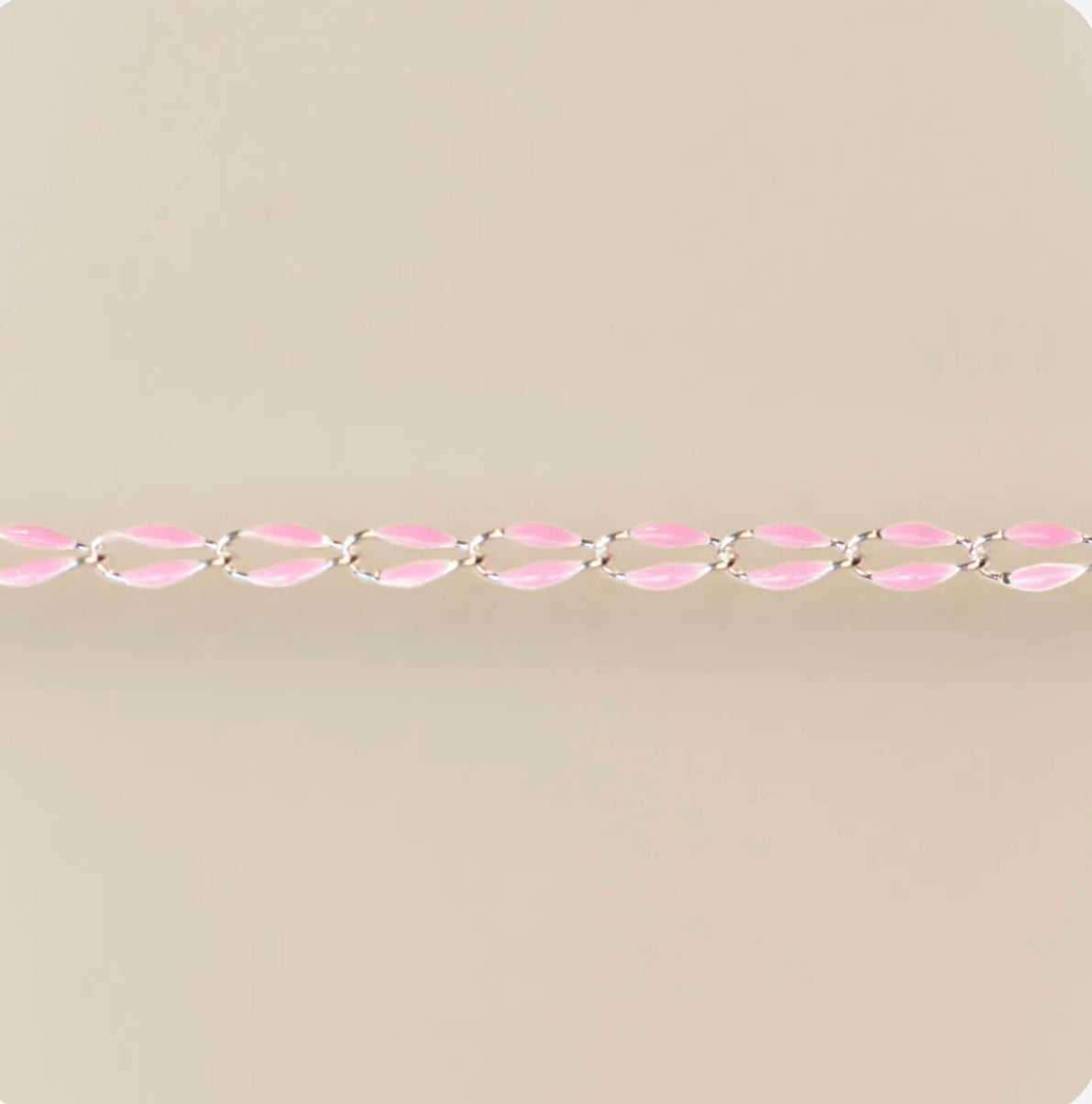 Silver Enamel Chain in Pink