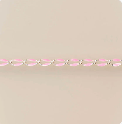 Silver Enamel Chain in Pink