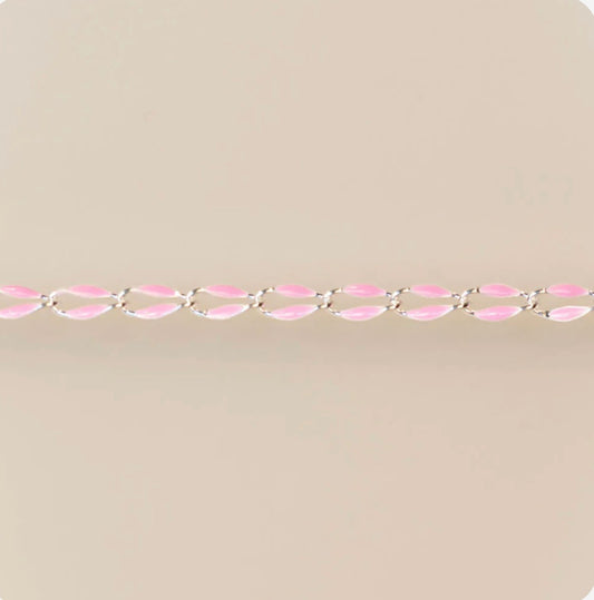 Silver Enamel Chain in Pink