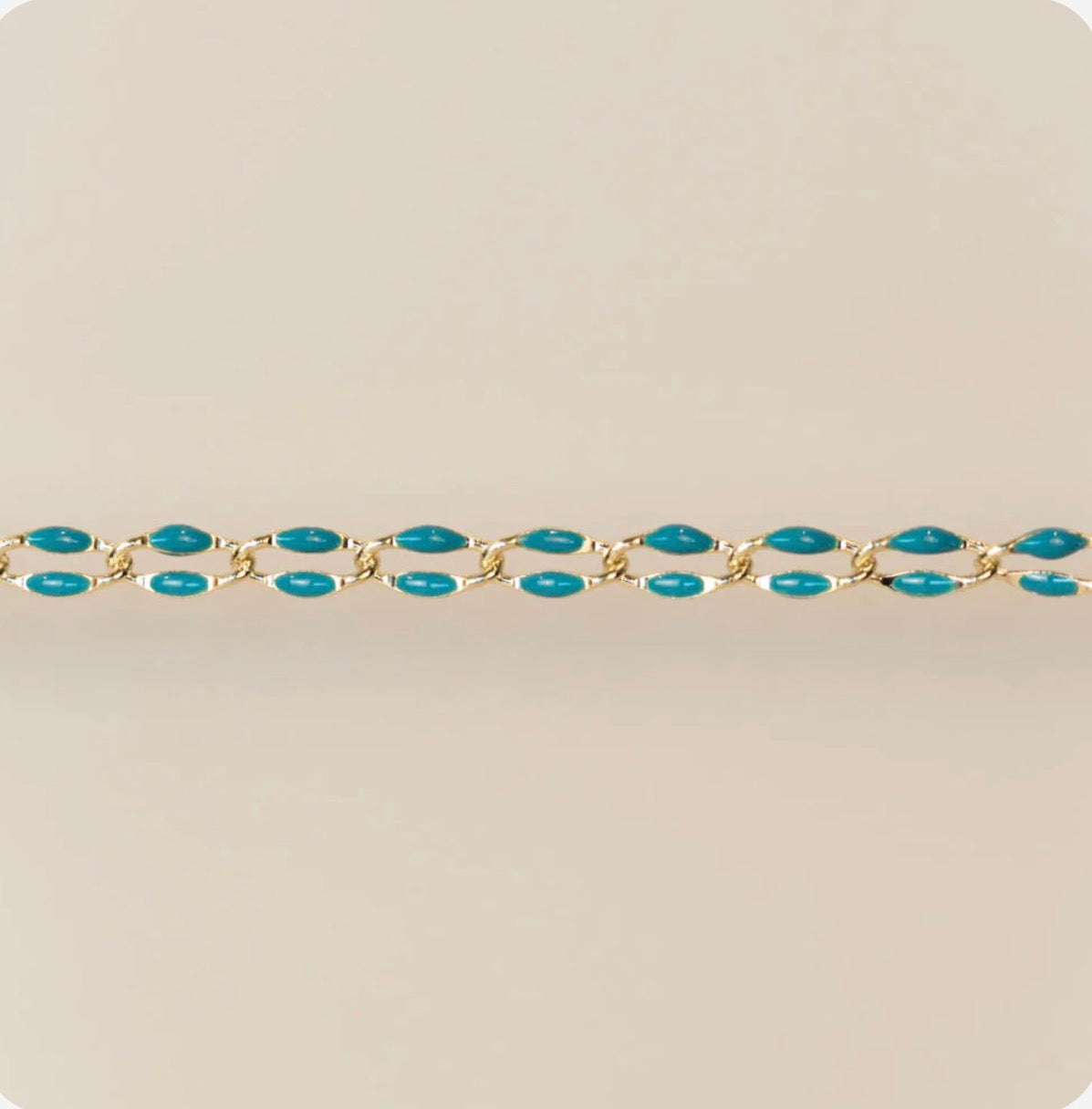 Gold Enamel Chain in Teal