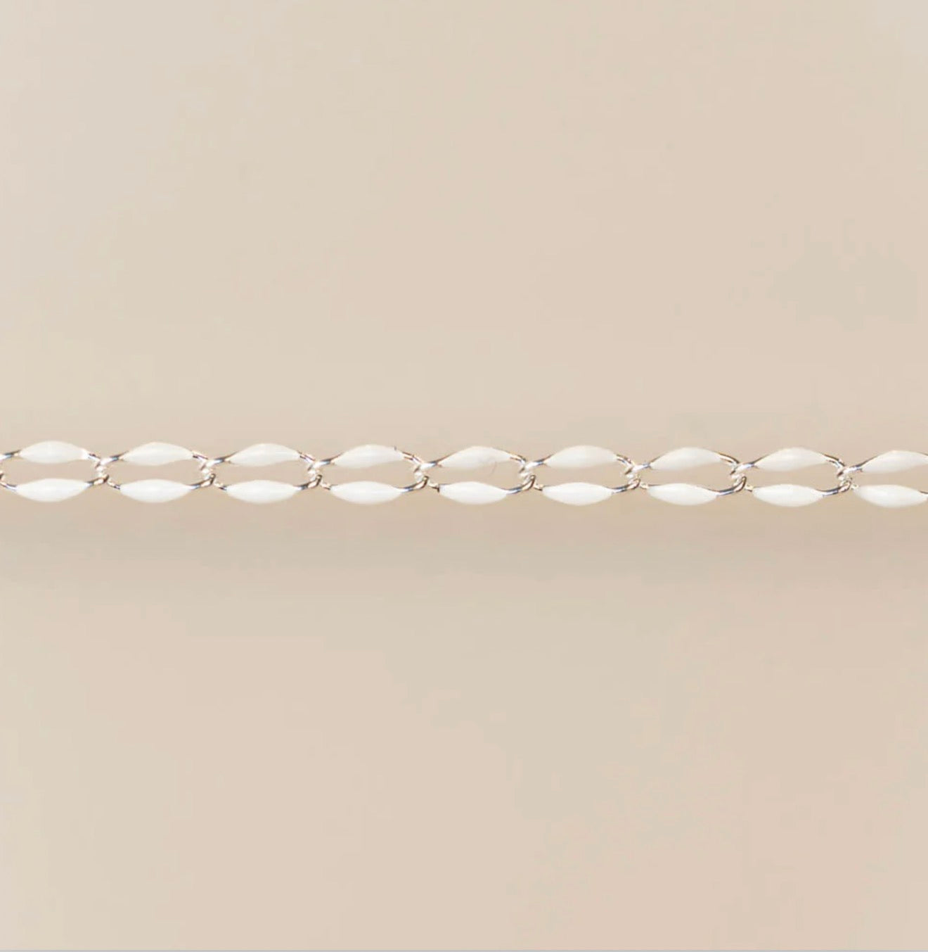 Silver Enamel Chain in White