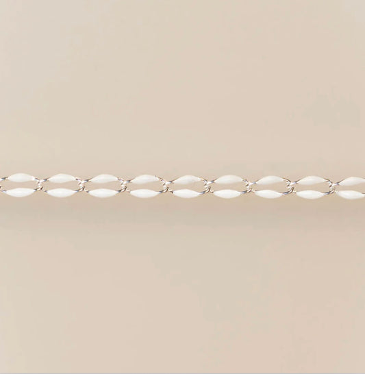 Silver Enamel Chain in White