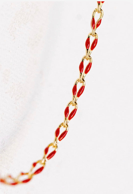 Gold Enamel Chain in Red