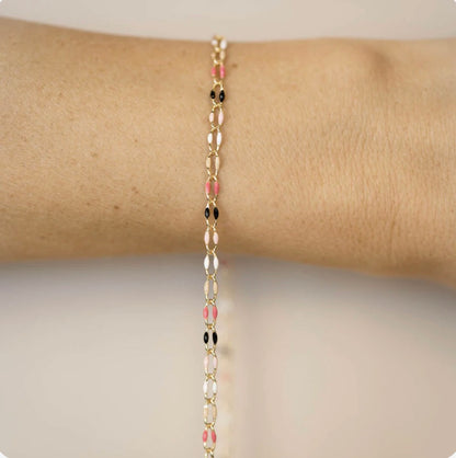 Gold Enamel in Black and Pink