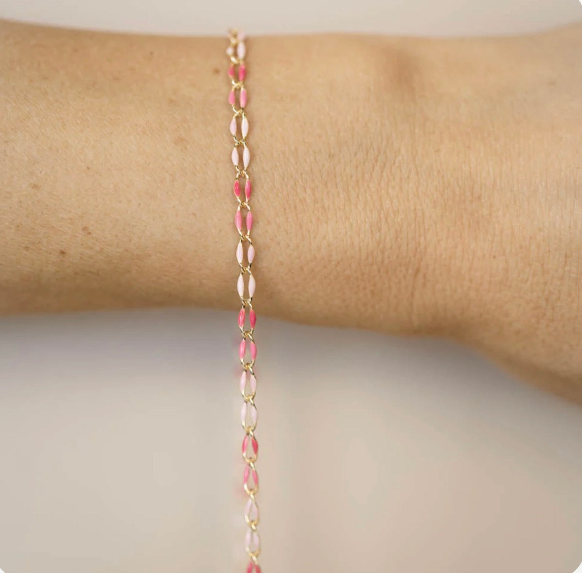 Gold Enamel in Pink Oasis